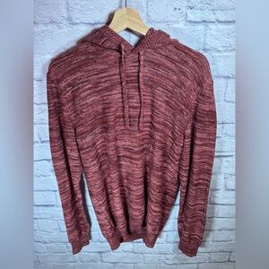 Sun + Stone Solid Marled Hooded Sweater Mens medium‎ Burnt Red NWT